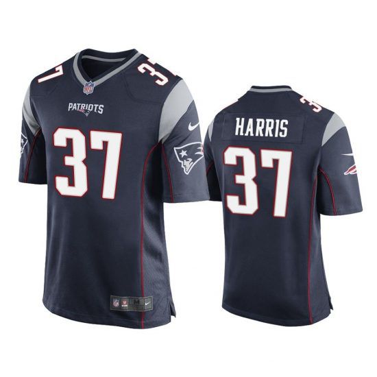 Men New England Patriots #37 Damien Harris Nike Navy Game NFL Jersey